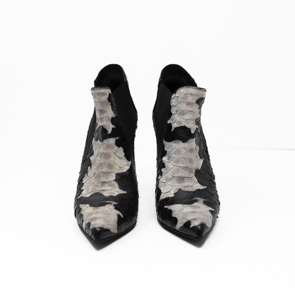 Saint Laurent Paris Goa Genuine Python Leather Pull On Ankle High Heel Booties - Picture 2 of 4